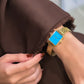 Elegance Watch Blue Turquoise Gold Plated