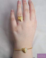 925 Silver Golden Heart Bracelet - Leona Jewelry