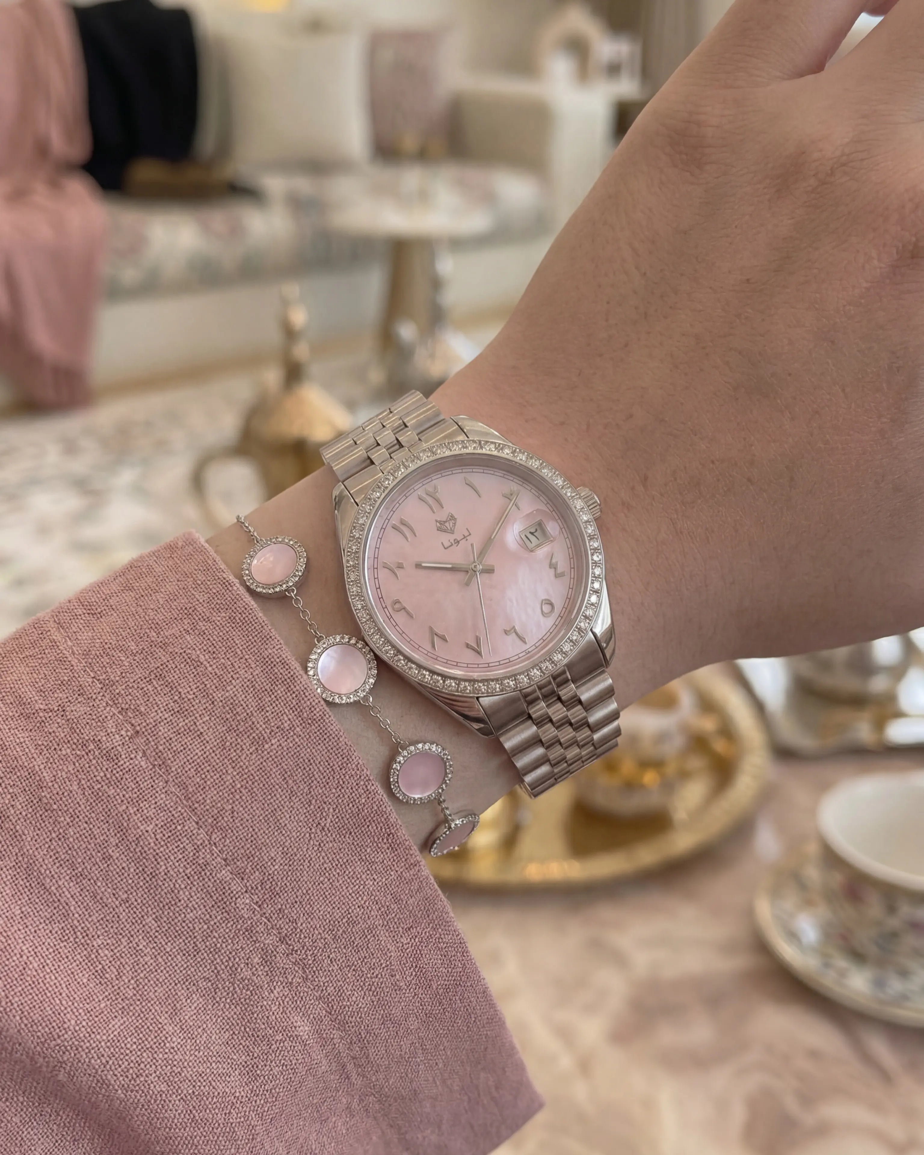 Perla Pink + Genuine Leather Strap