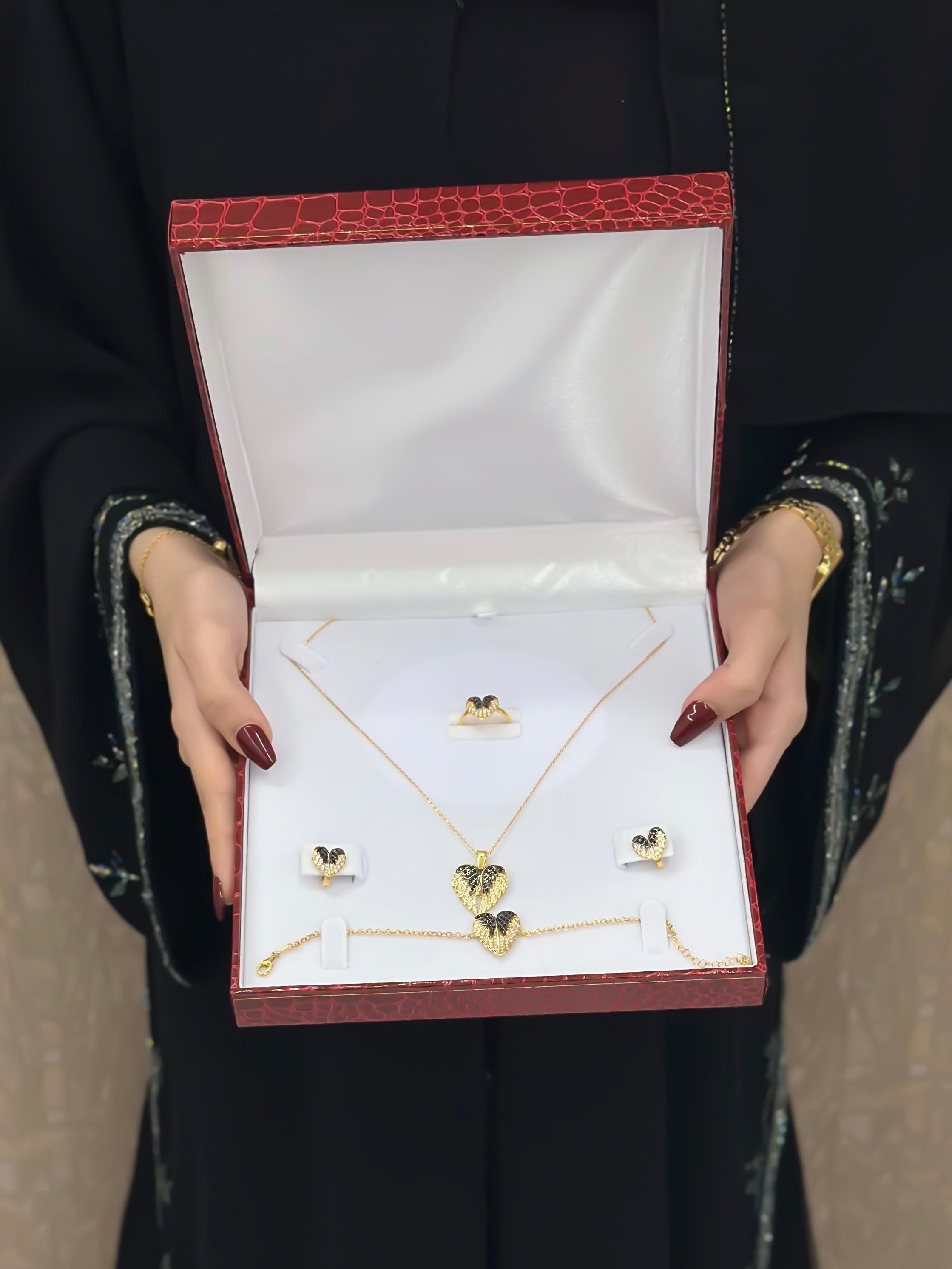 925 Silver Personalized Custom Love Angel Wings Name Jewelry Set - Leona Jewelry