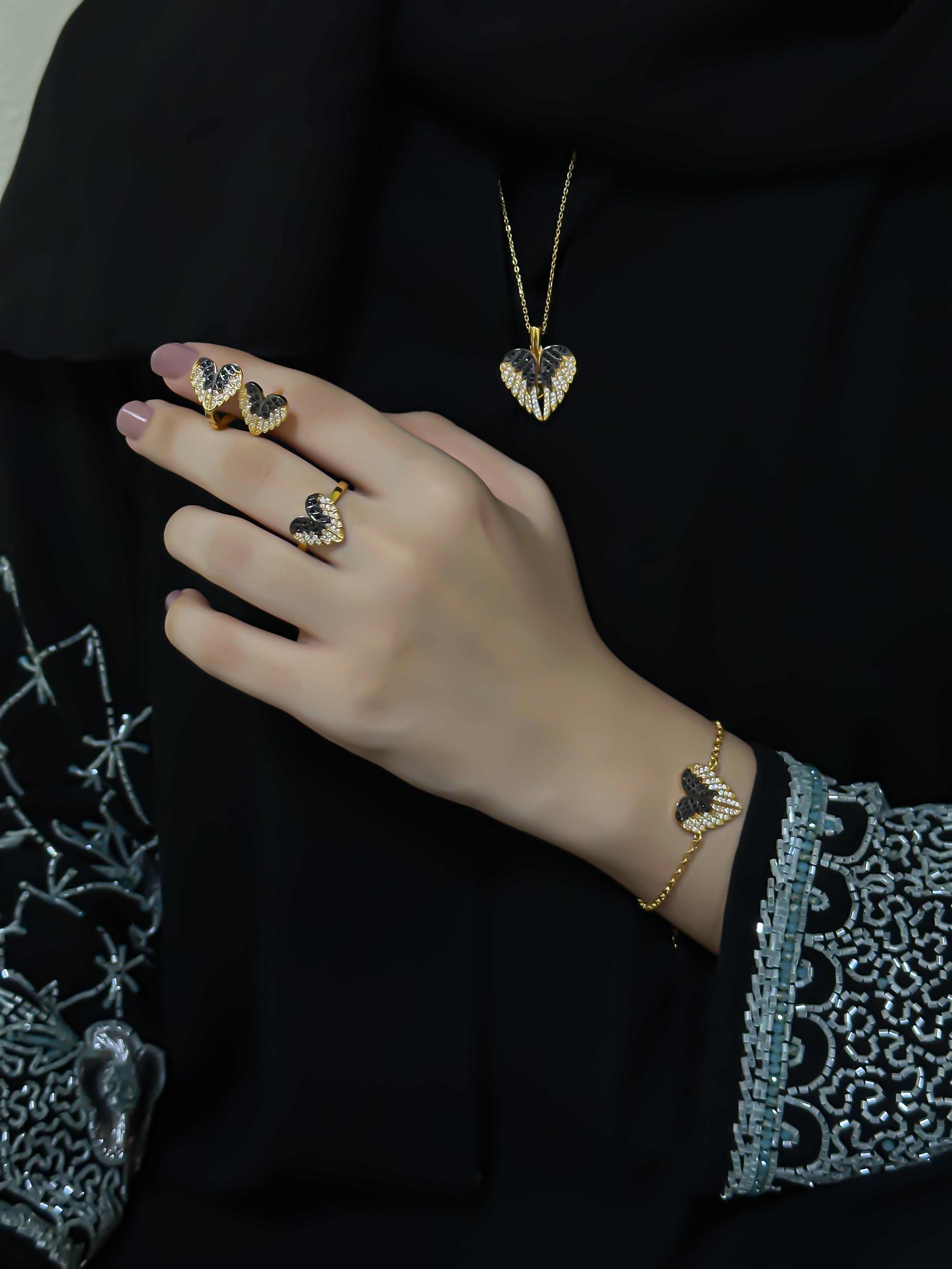 925 Silver Personalized Custom Love Angel Wings Name Jewelry Set - Leona Jewelry