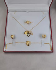 925 Silver Personalized Custom Golden Heart Jewelry Set