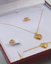 925 Silver Personalized Custom Golden Heart Jewelry Set