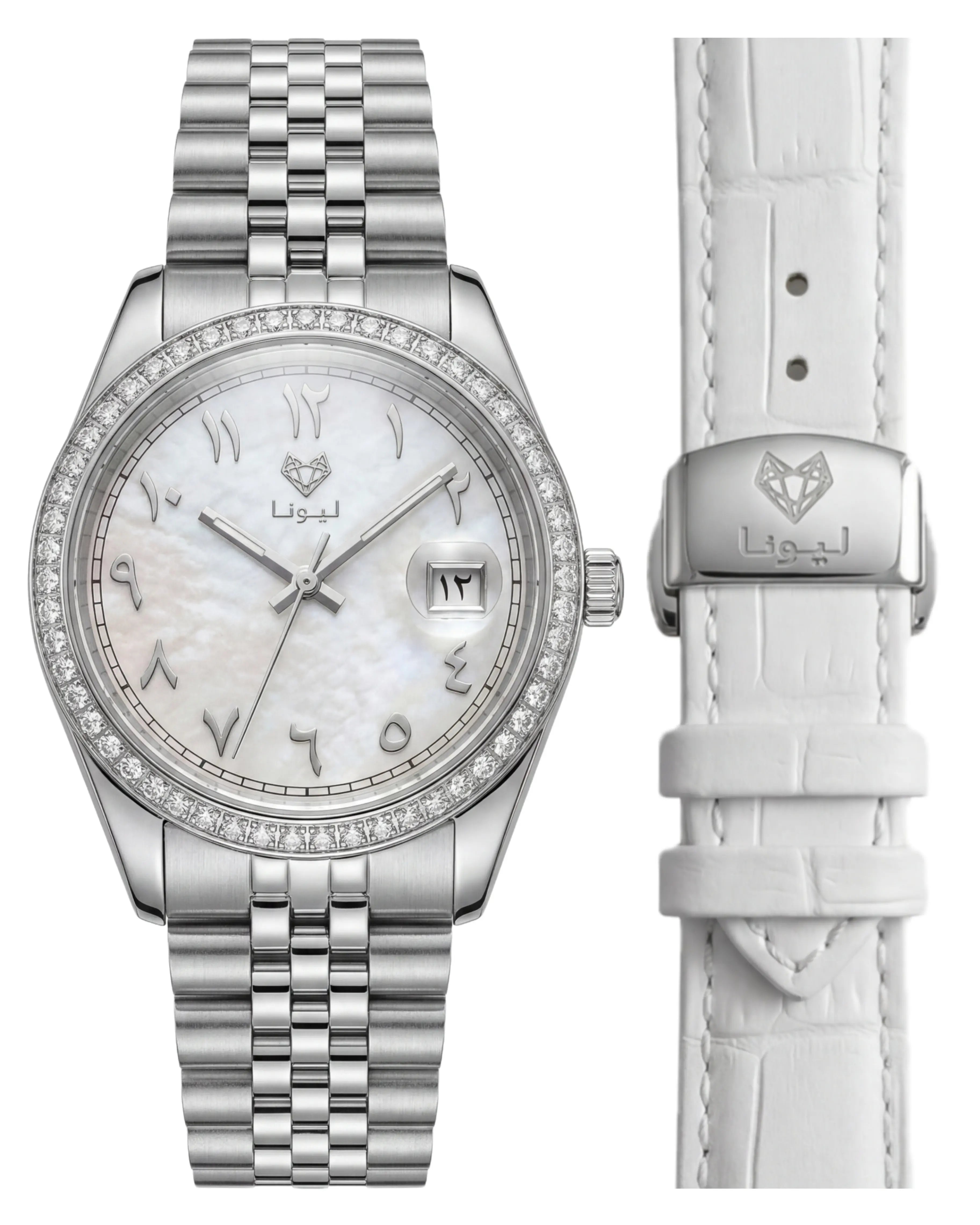 Perla White + Genuine Leather Strap