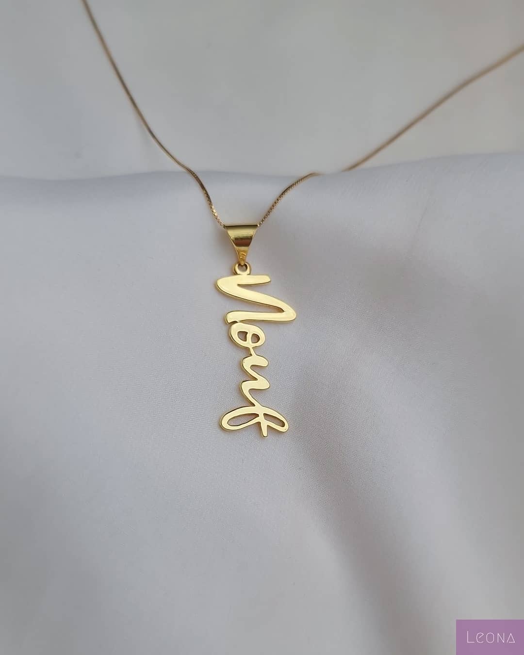 925 Silver Personalized Custom Vertical Style Name Necklace - Leona Jewelry