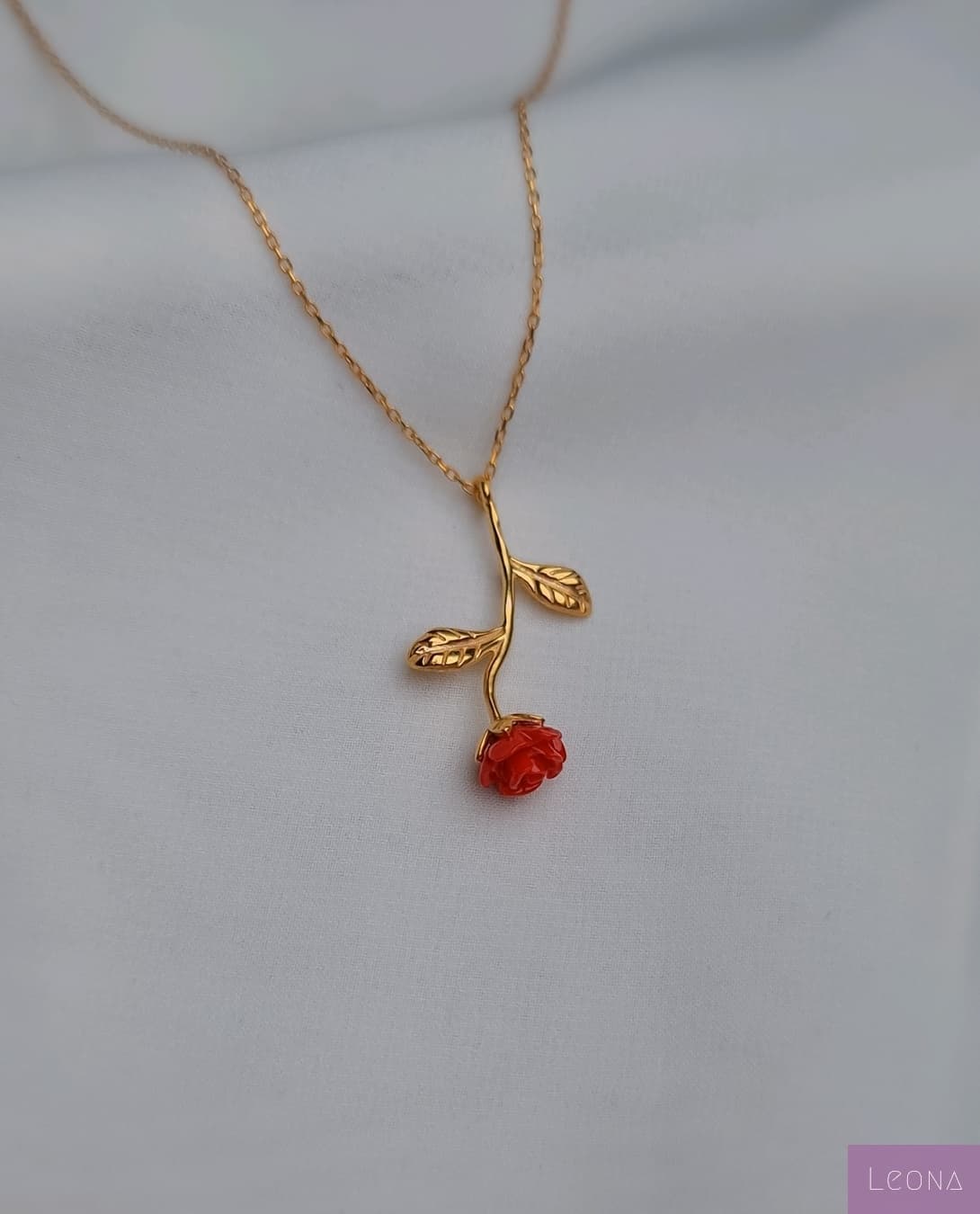 925 Silver Red Rose Necklace