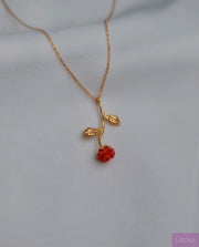 925 Silver Red Rose Necklace