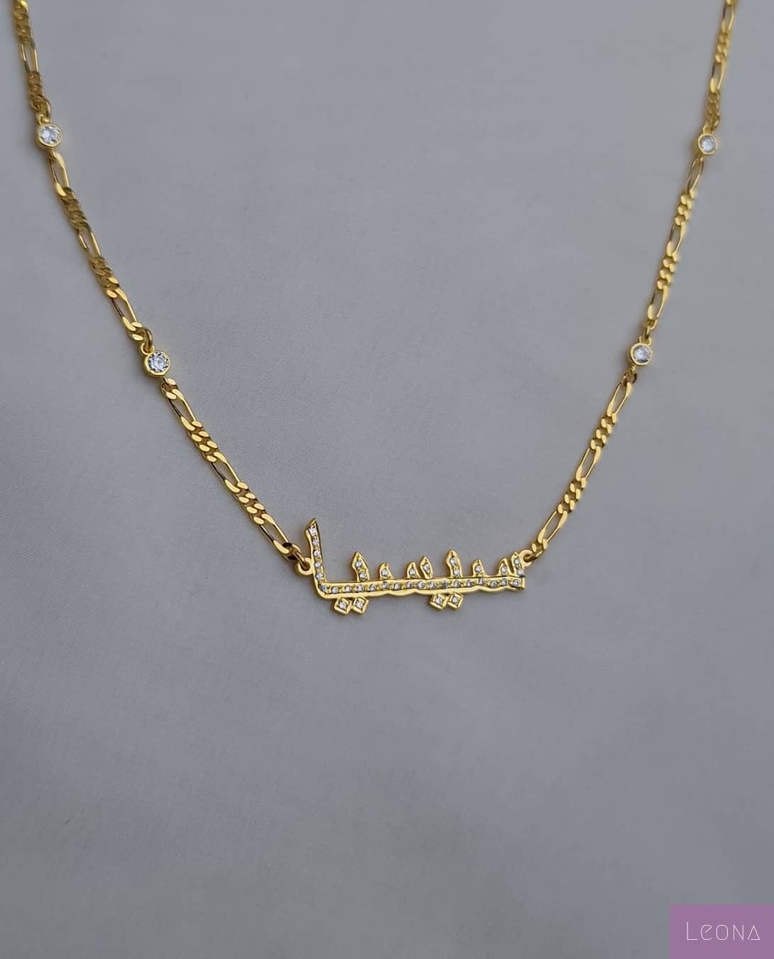 925 Silver Personalized Custom Handmade Name Necklace With Stones - Leona Jewelry