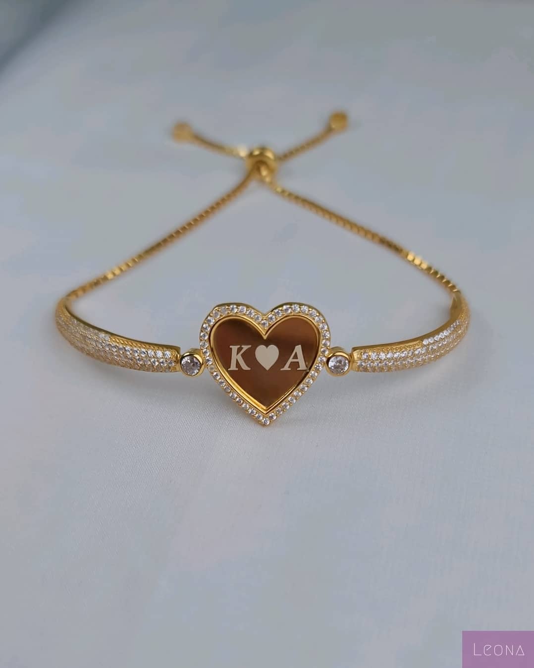 925 Silver Personalized Custom Heart Name Bracelet - Leona Jewelry