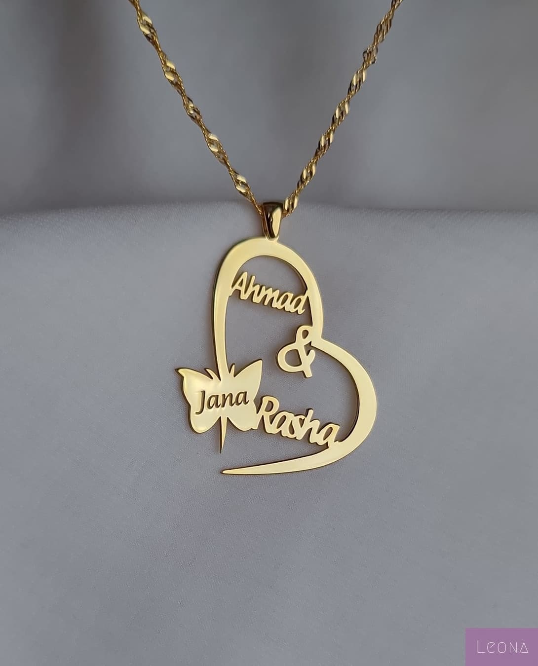925 Silver Personalized Custom Couple Names Necklace - Leona Jewelry