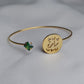 18K Gold Personalized Custom Name Bracelet With Green Stone