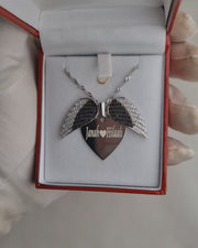 925 Silver Personalized Custom Big Angel Wings Name Necklace