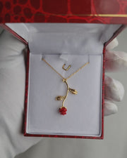 925 Silver Red Rose Necklace