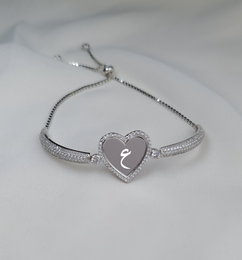 925 Silver Personalized Custom Heart Name Bracelet - Leona Jewelry