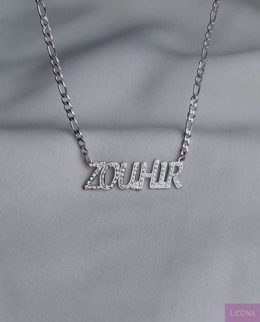 925 Silver Personalized Custom Name With Stones Necklace