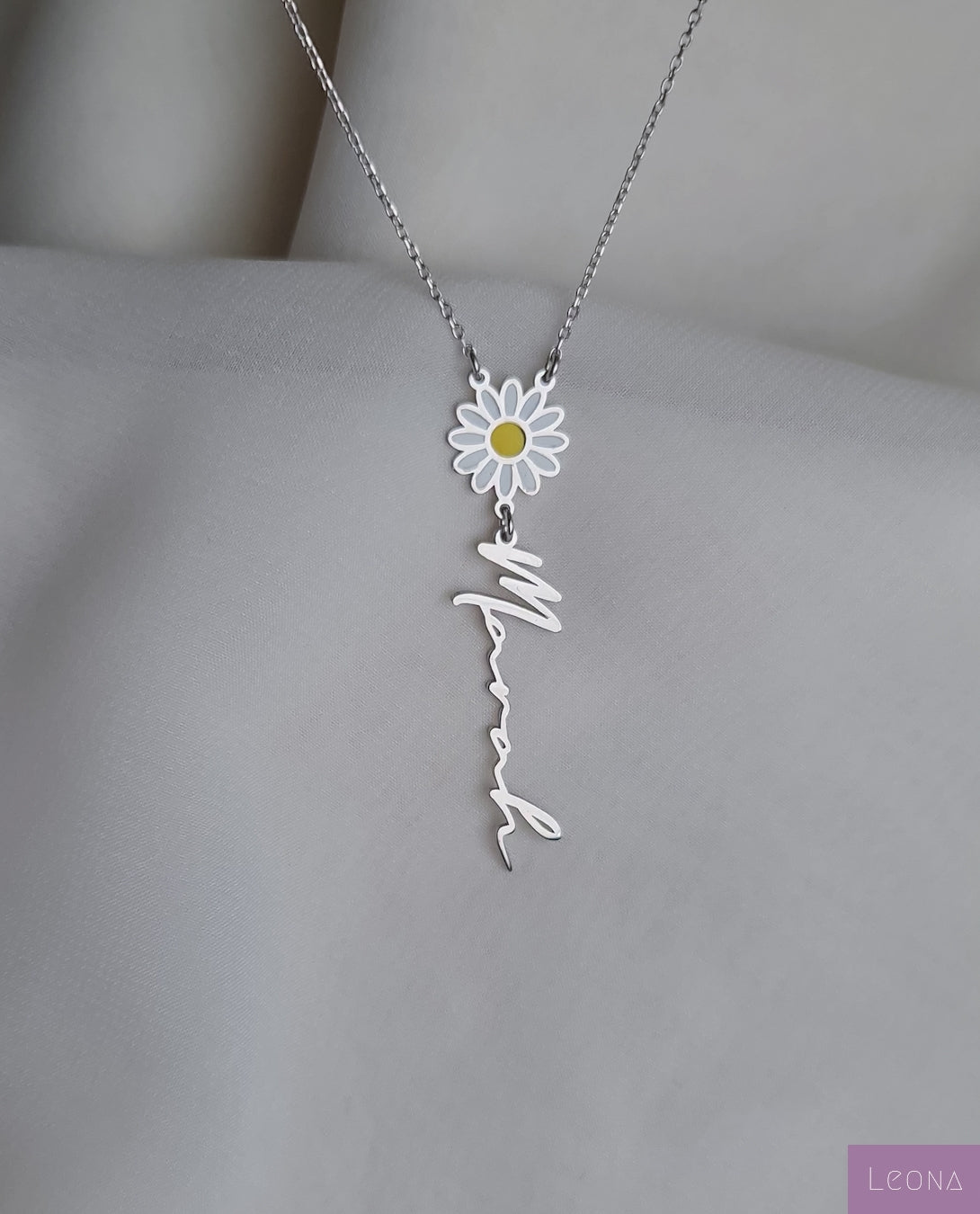 925 Silver Personalized Custom Floral Name Necklace - Leona Jewelry