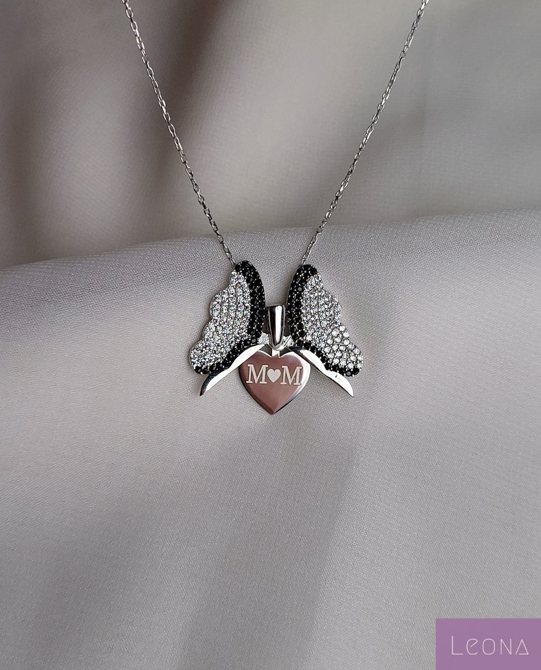 925 Silver Personalized Custom Butterfly Name Necklace - Leona Jewelry