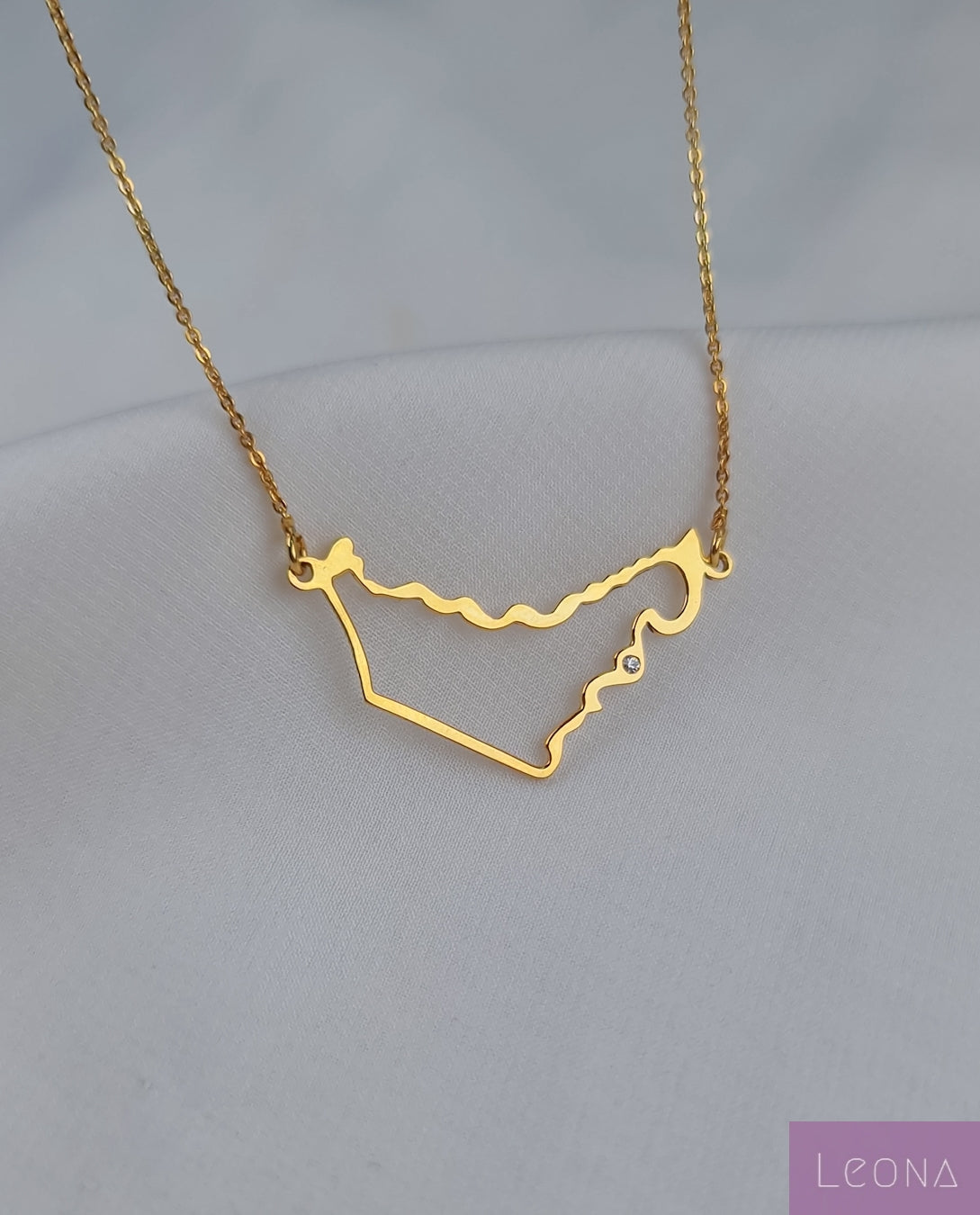 925 Silver UAE Map Necklace