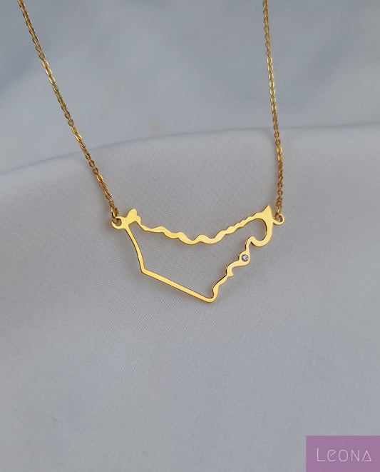 925 Silver UAE Map Necklace