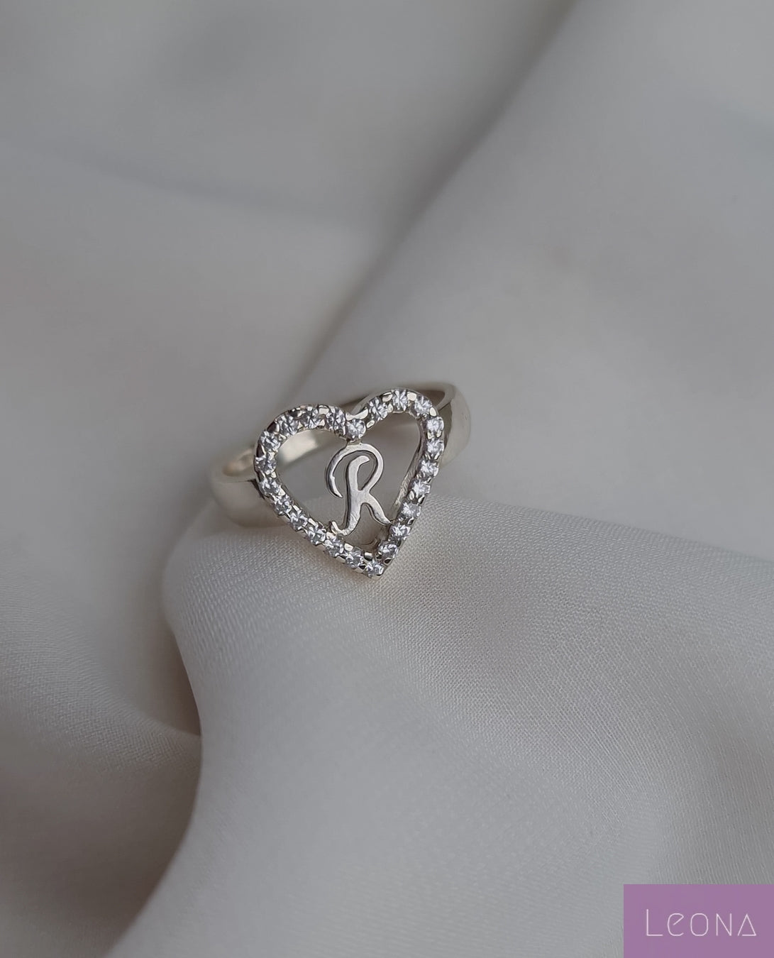 925 Silver Personalized Custom Letter Ring - Leona Jewelry