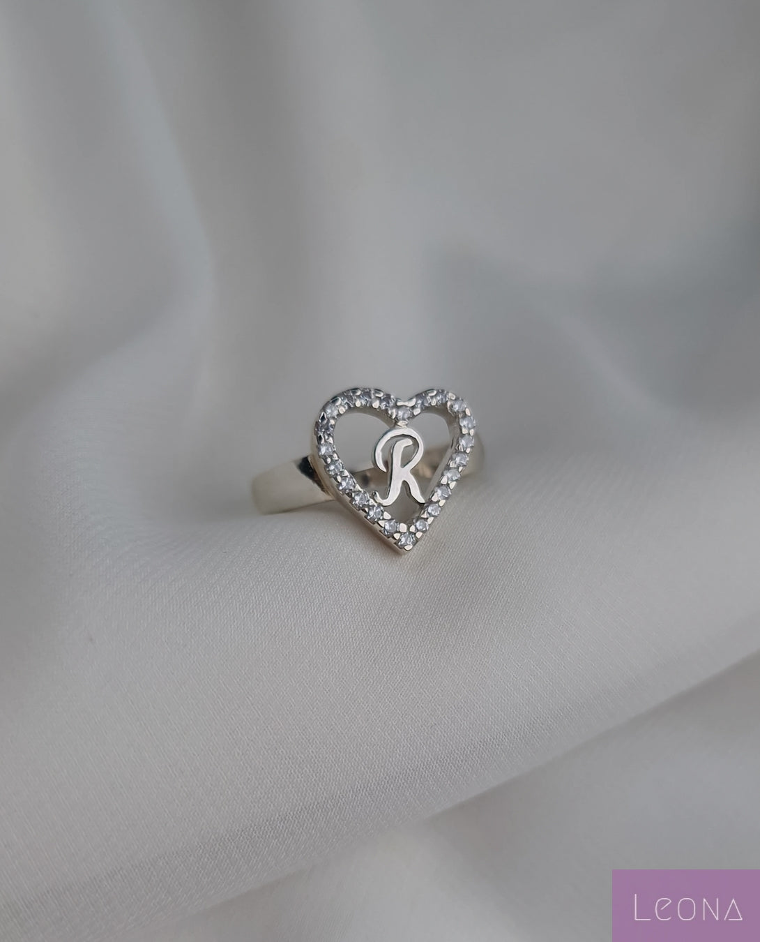 925 Silver Personalized Custom Letter Ring - Leona Jewelry