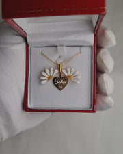 925 Silver Personalized Custom White Flower Name Necklace