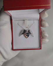 925 Silver Personalized Custom Angel Wings Name Necklace (Silver)